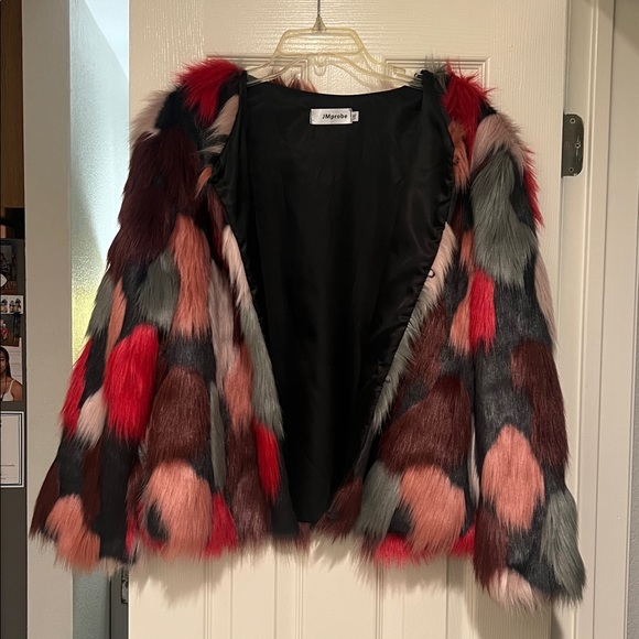 Colorful Faux Fur Jacket - Picture 5 of 5